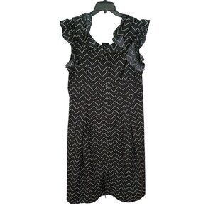 Who What Wear Black & White‎ Chevron Ruffled Maxi Dress XL
